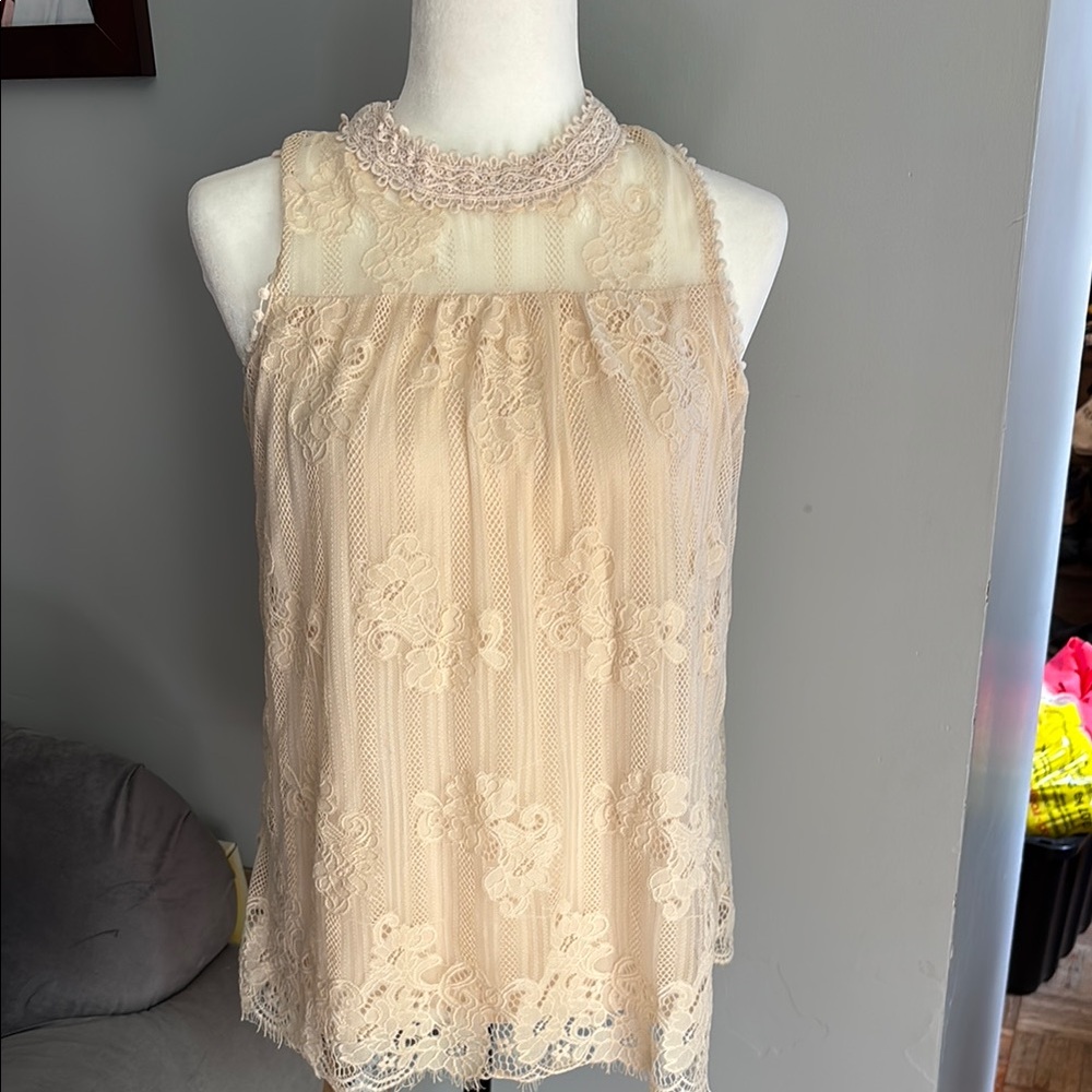 It's Our Time Cream Embellished Sleeveless Blouse